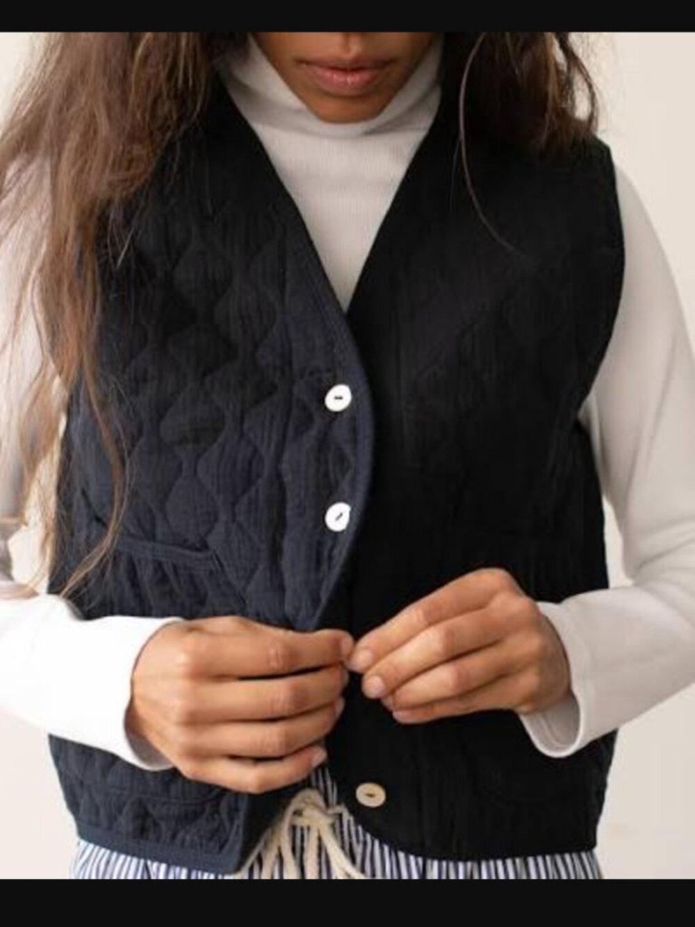 NWT DONNI The Quilted Vest Navy S